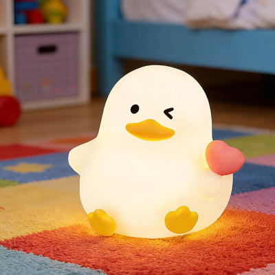 Luz Nocturna Pato Silicona Temporizador 3 Niveles Blanco Cálido