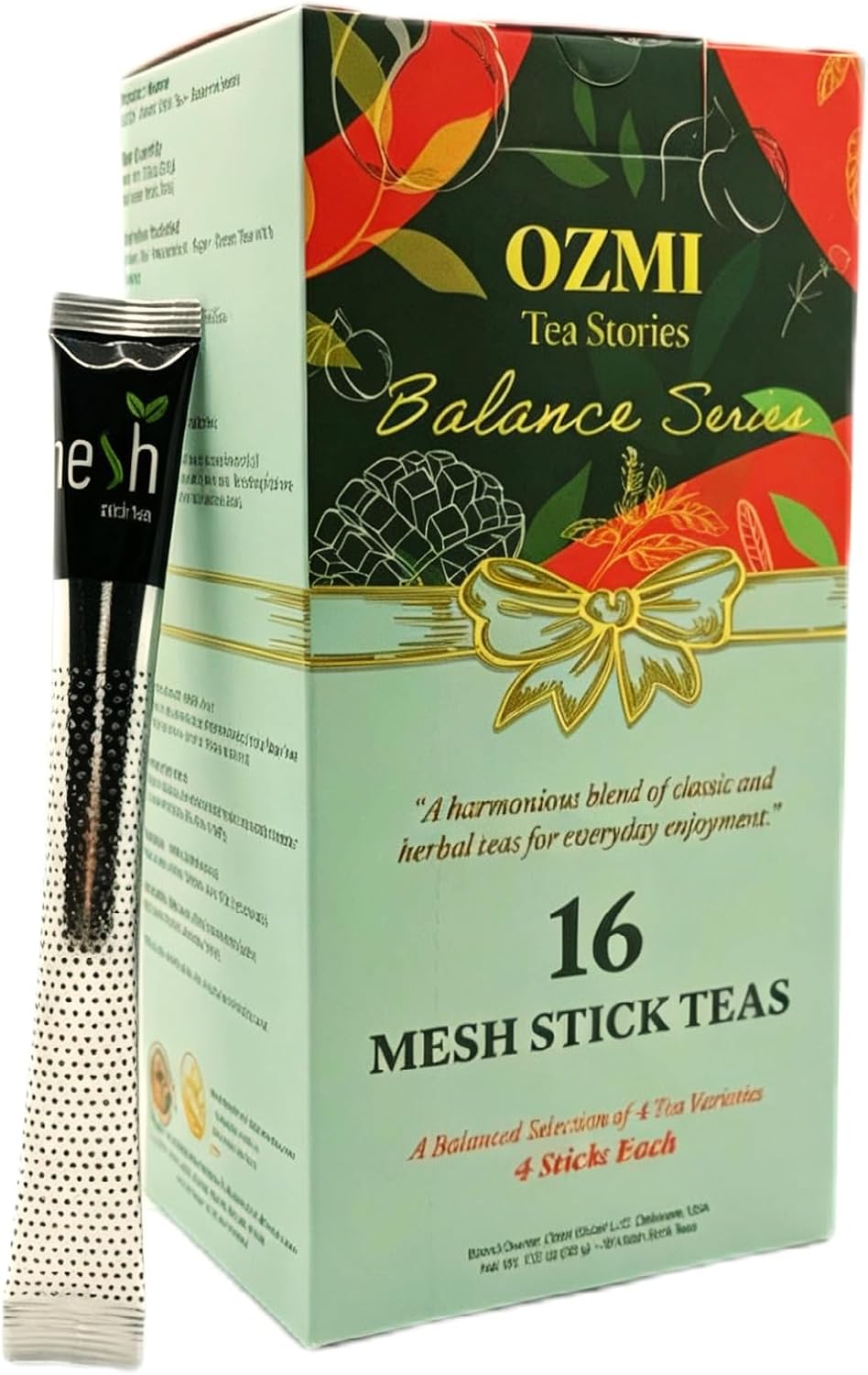 Muestra de té verde y hierbas OZMI 16 tés 4 sabores sin tetera