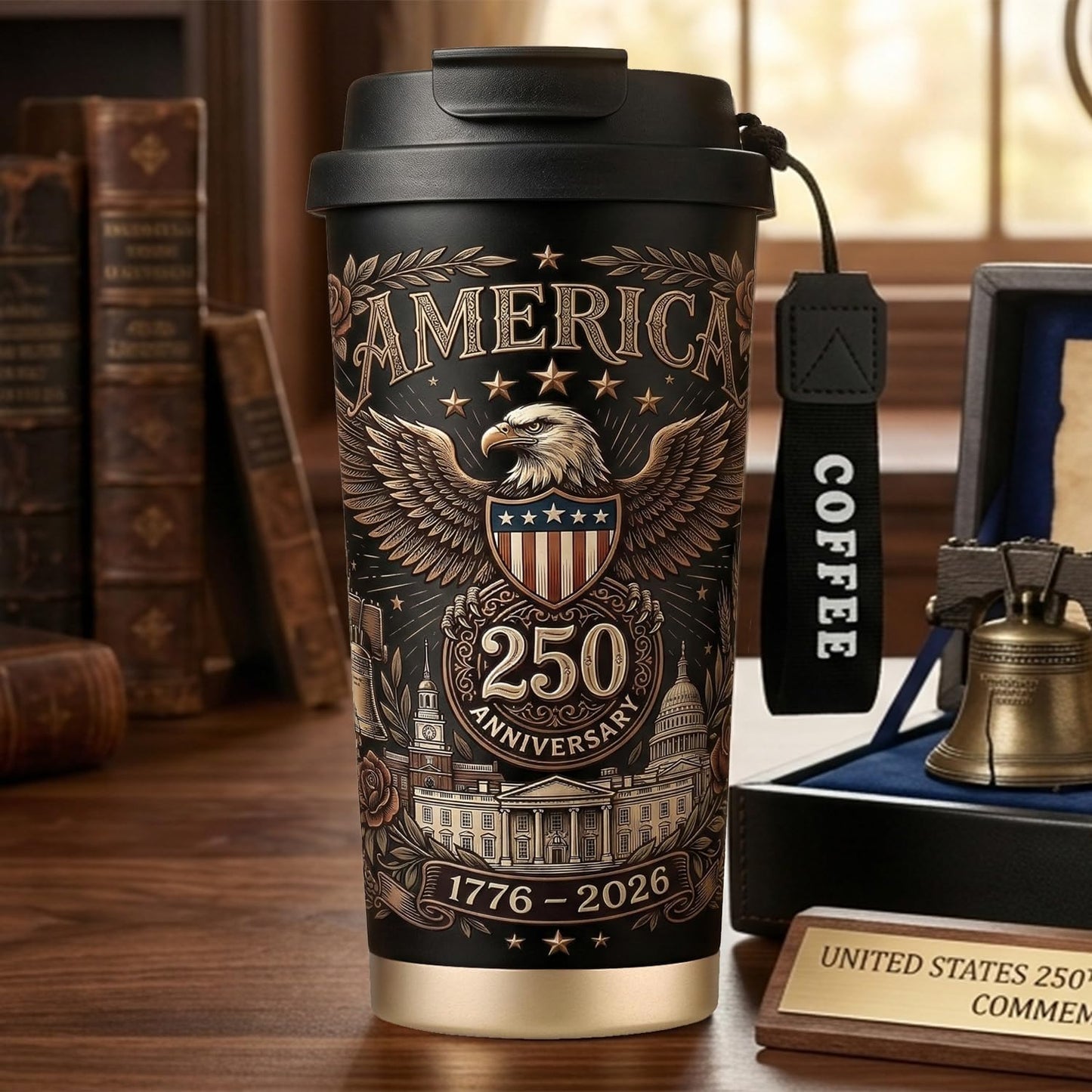 Taza aislada 18oz diseño patriótico 1776-2026