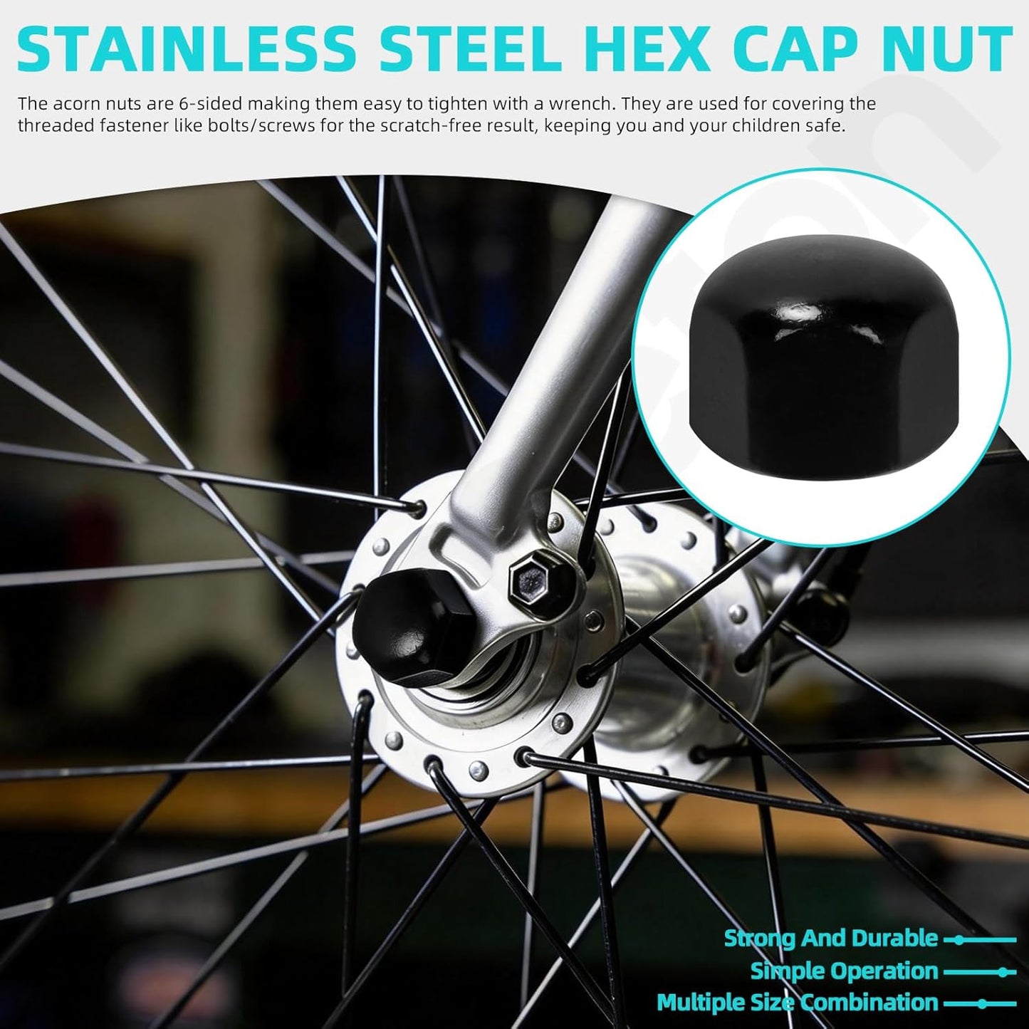Juego Tapa Hexagonal para Tuercas Acorn Negro