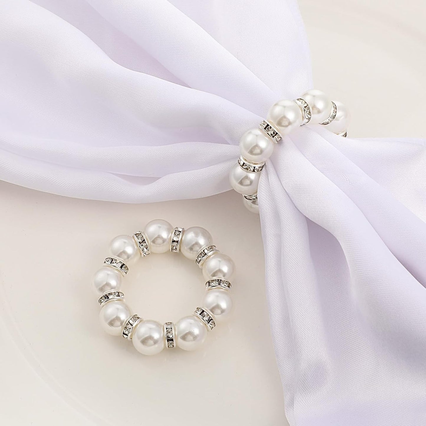 12 Servilleteros Perlas con Hebillas para Mesa Boda