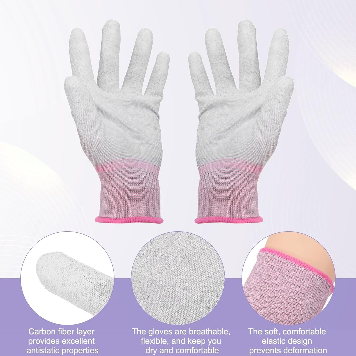 Guantes ESD fibra carbono gris para reparación PC