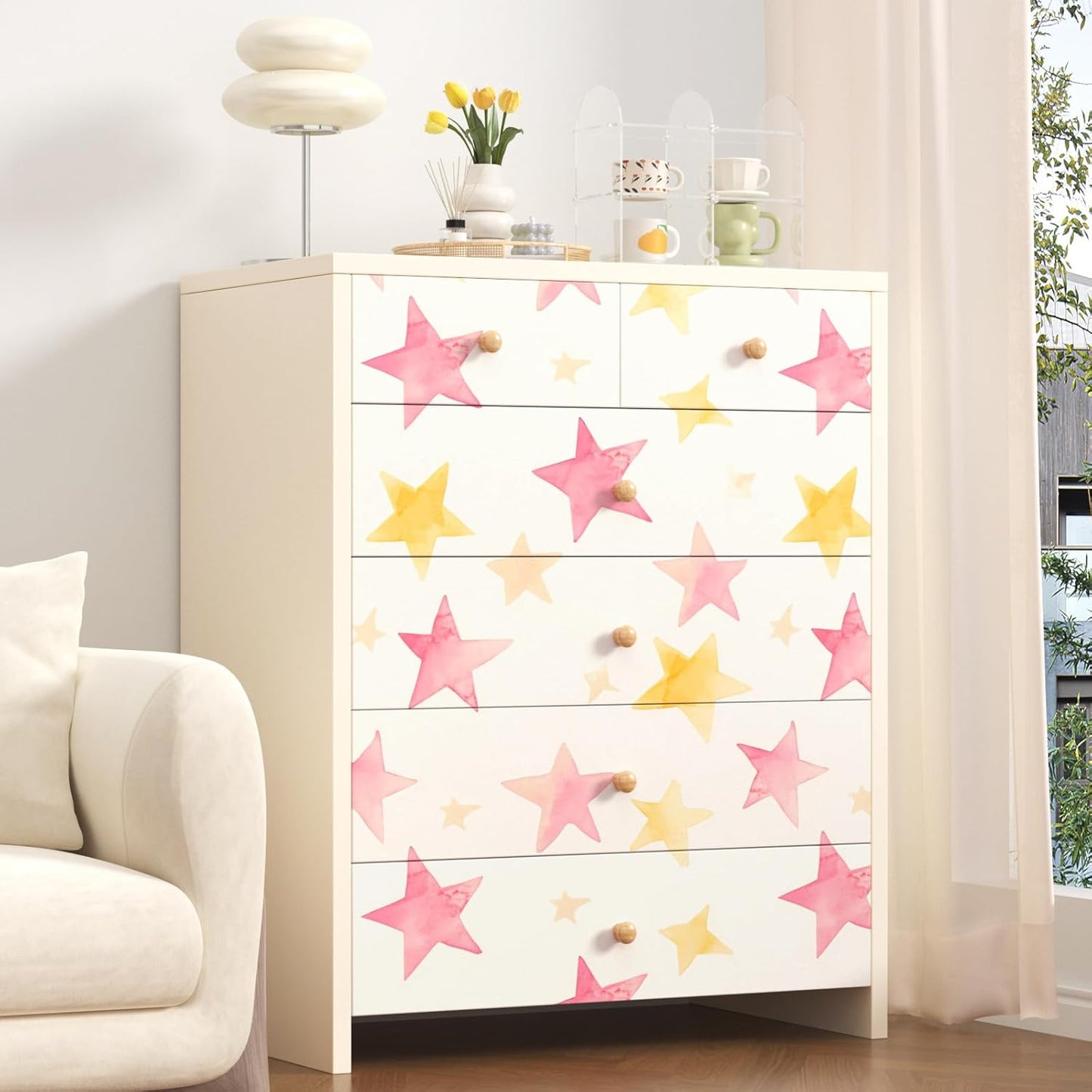 Papel tapiz estrellas acuarela 17.4x118pulg autoadhesivo
