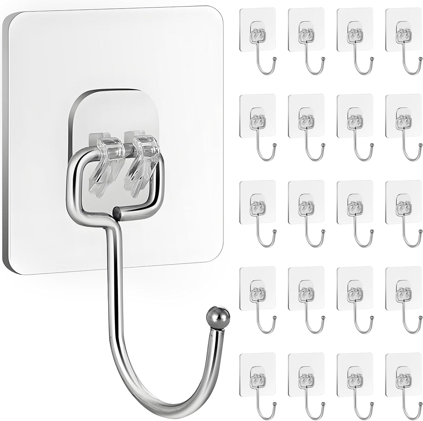 Pack 20 Ganchos Adhesivos Grandes para Pared Cocina Baño