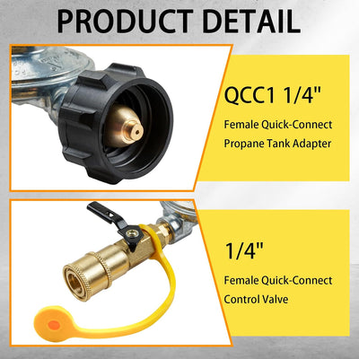 Regulador gas propano 1/4pulg con adaptador QCC1 latón 5-50lb
