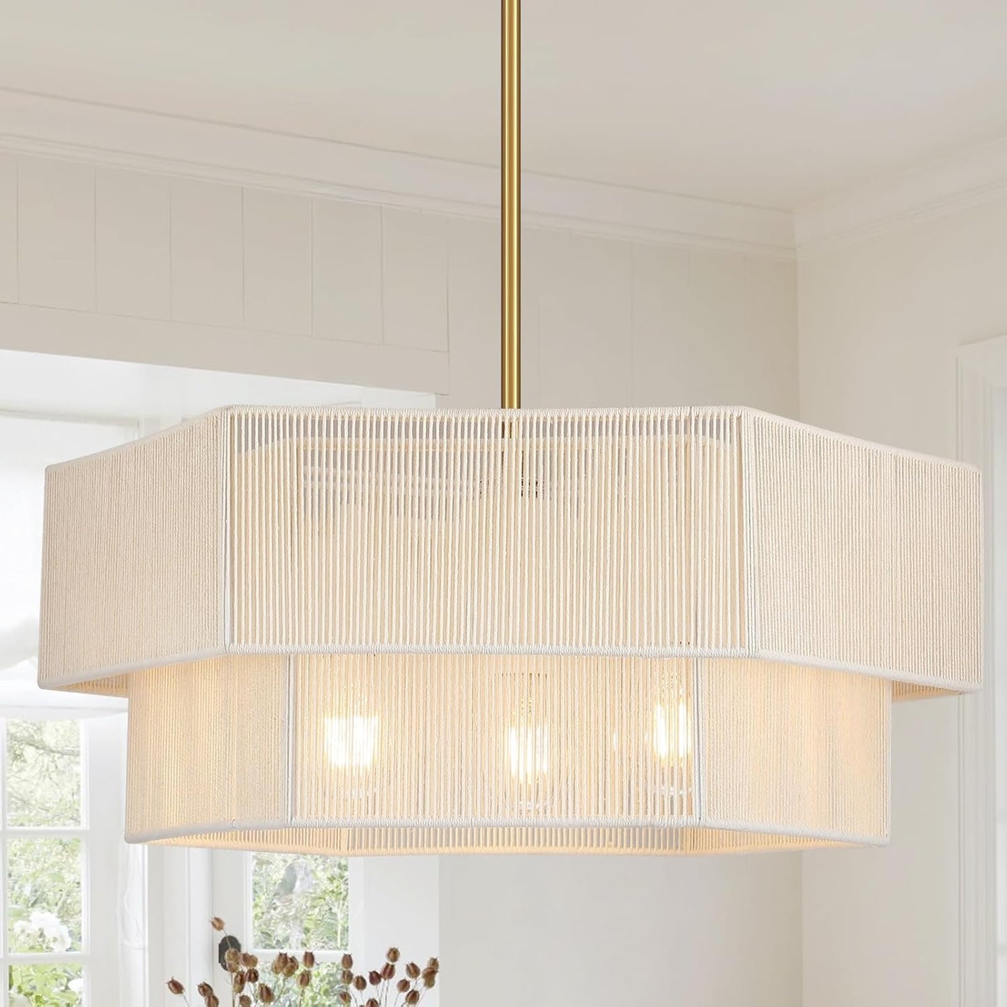 Lámpara colgante bohemia dorada ajustable 19.7pulg