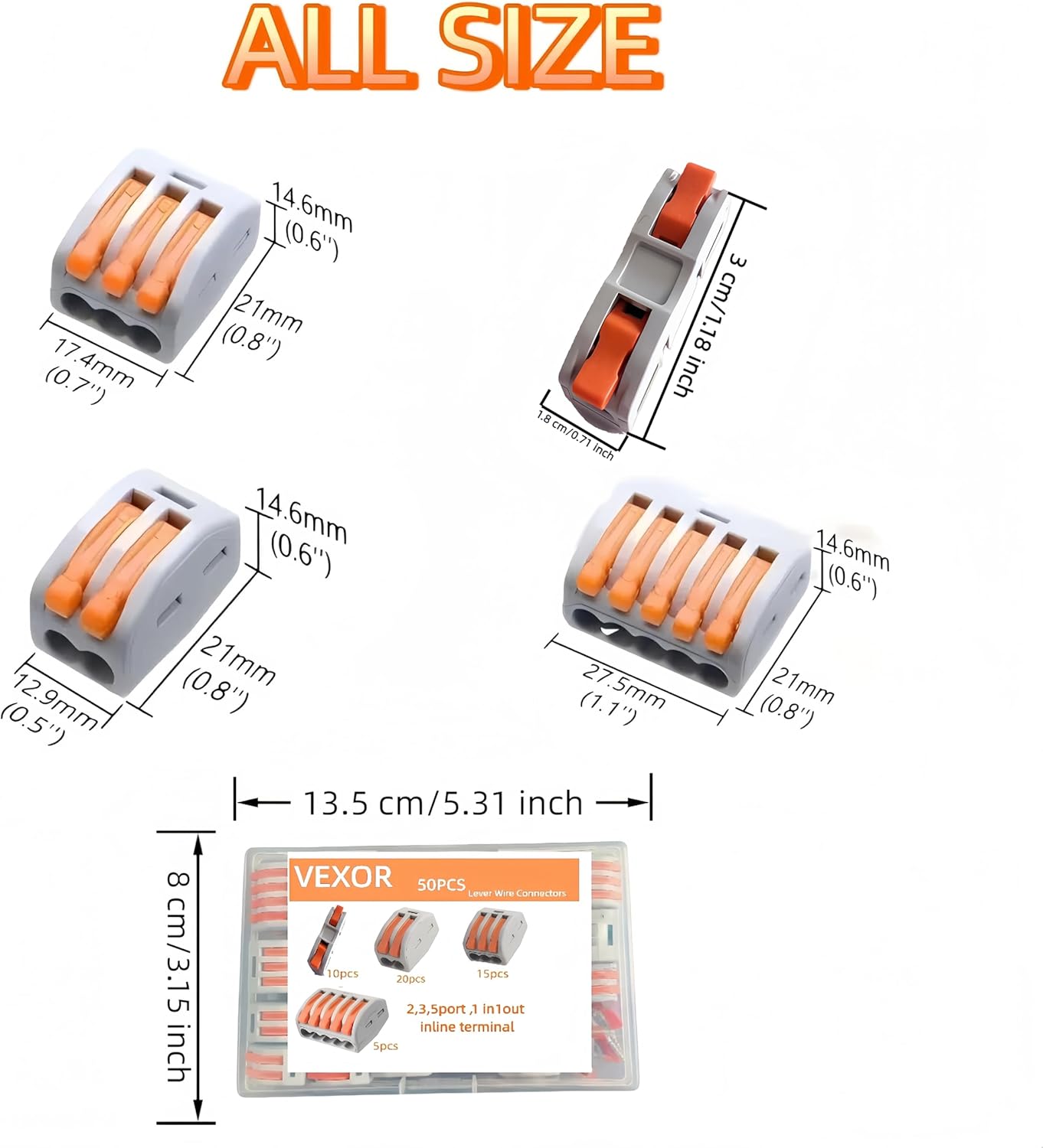 Kit 50 Conectores Rapidos Cable 2/3/5 AWG 28-12
