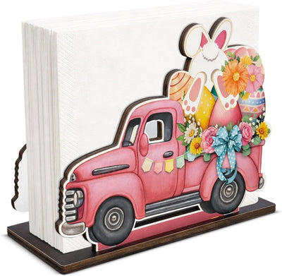 Servilletero Pascua rosa conejito madera decorativo cocina