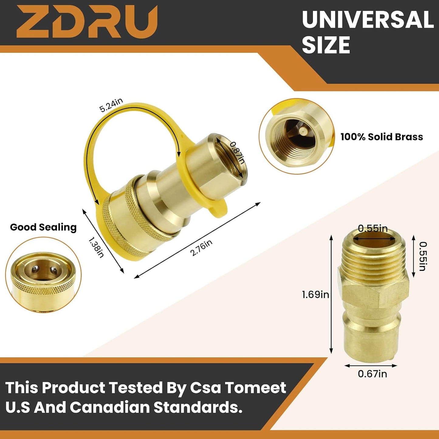 Accesorios conexión gas 1/2pulg enchufe macho QDD LP latón