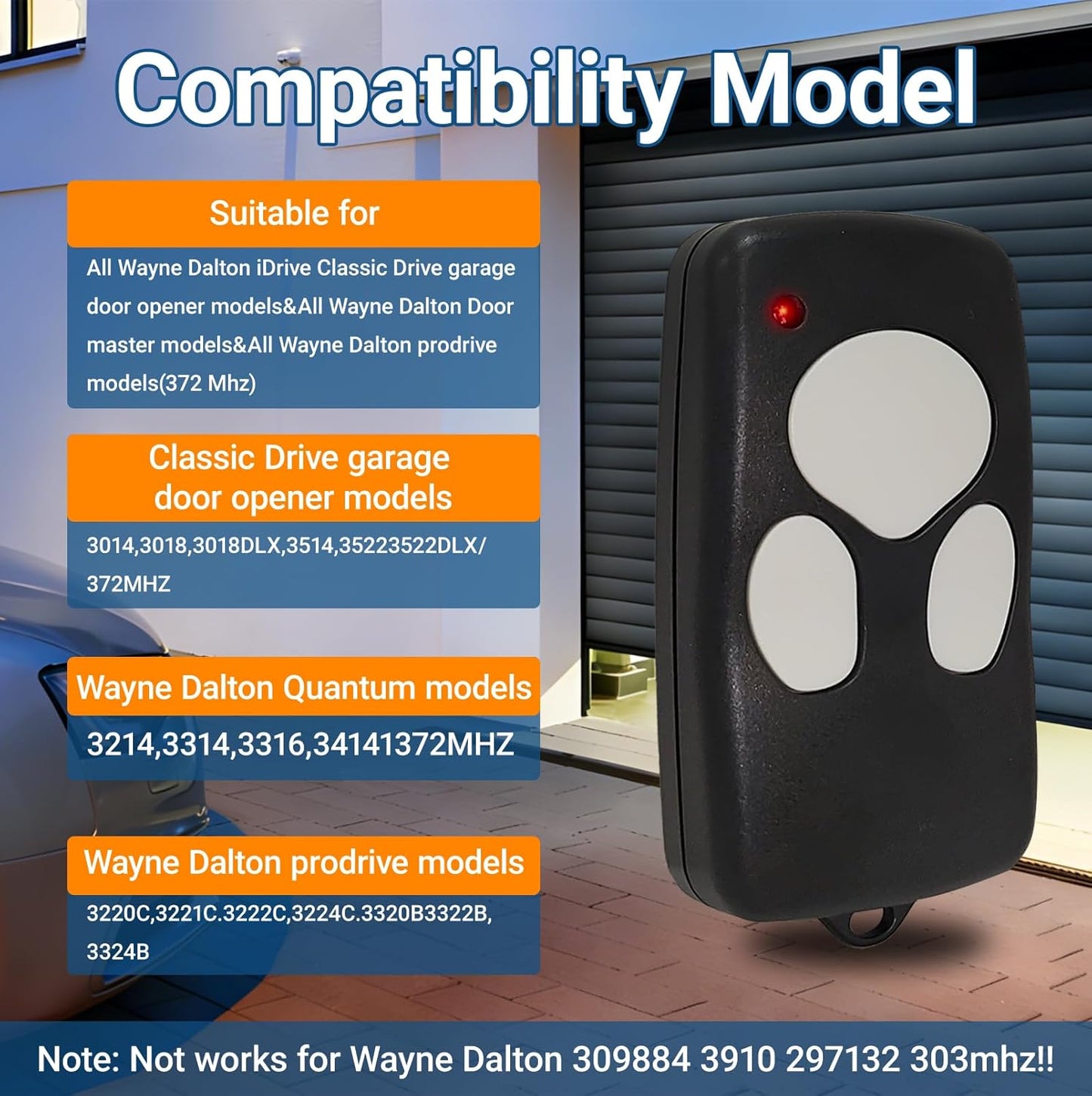 Control remoto puerta garaje Wayne Dalton 372MHZ repuesto
