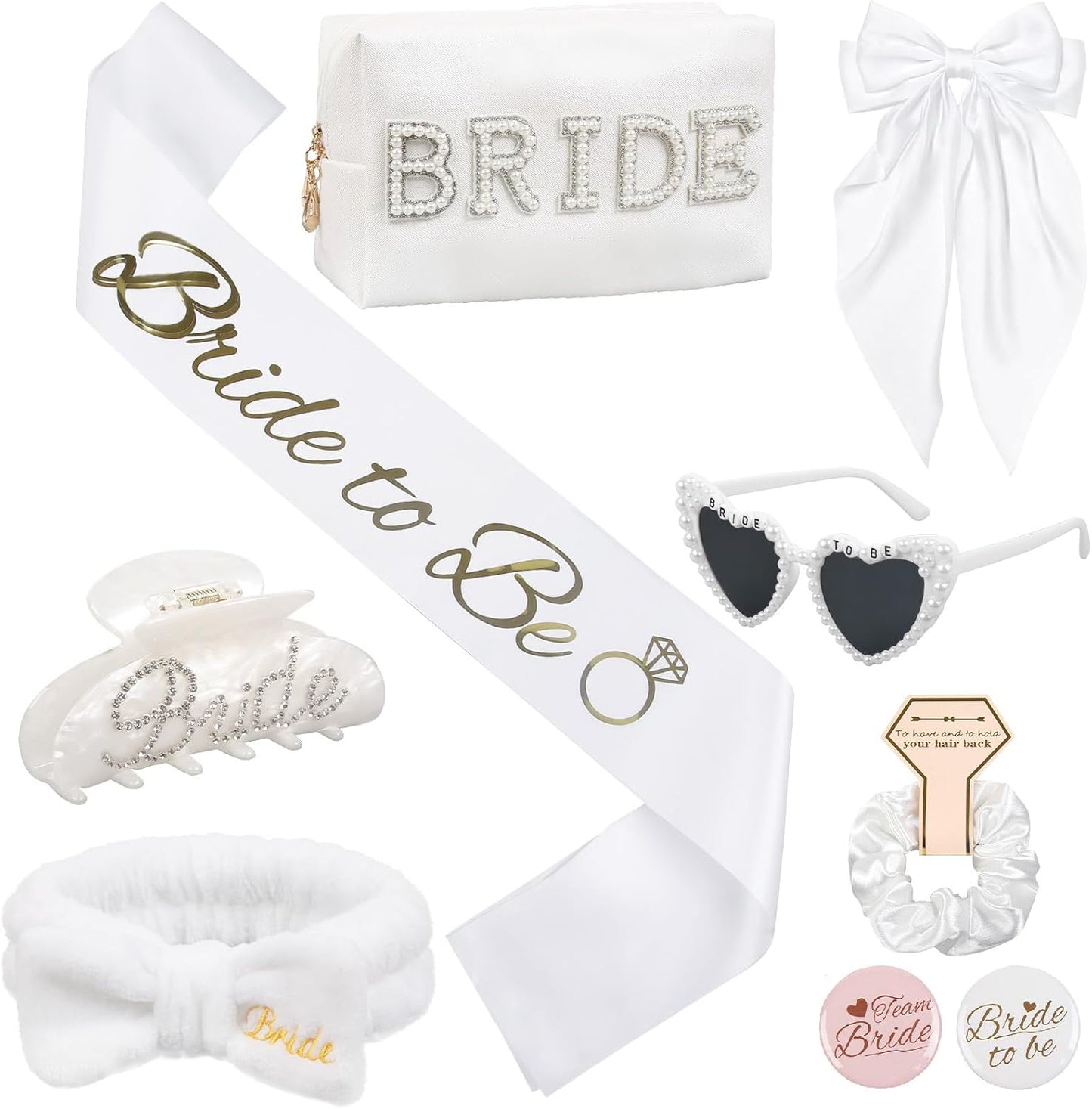 Juego regalo novia bolsa maquillaje clásica blanco
