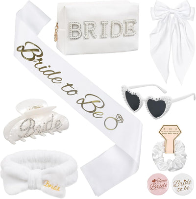 Juego regalo novia bolsa maquillaje clásica blanco