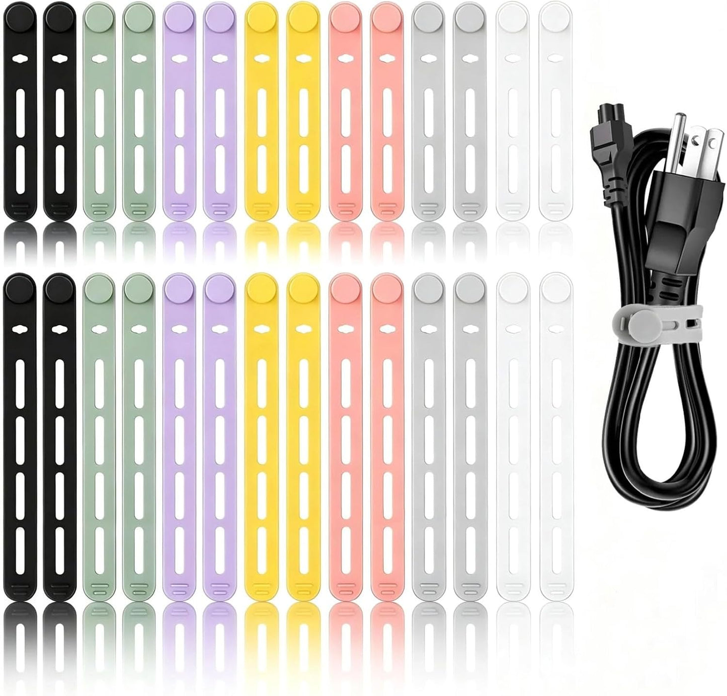 28 Bridas Silicona Reutilizables Organizador Cables Ajustable