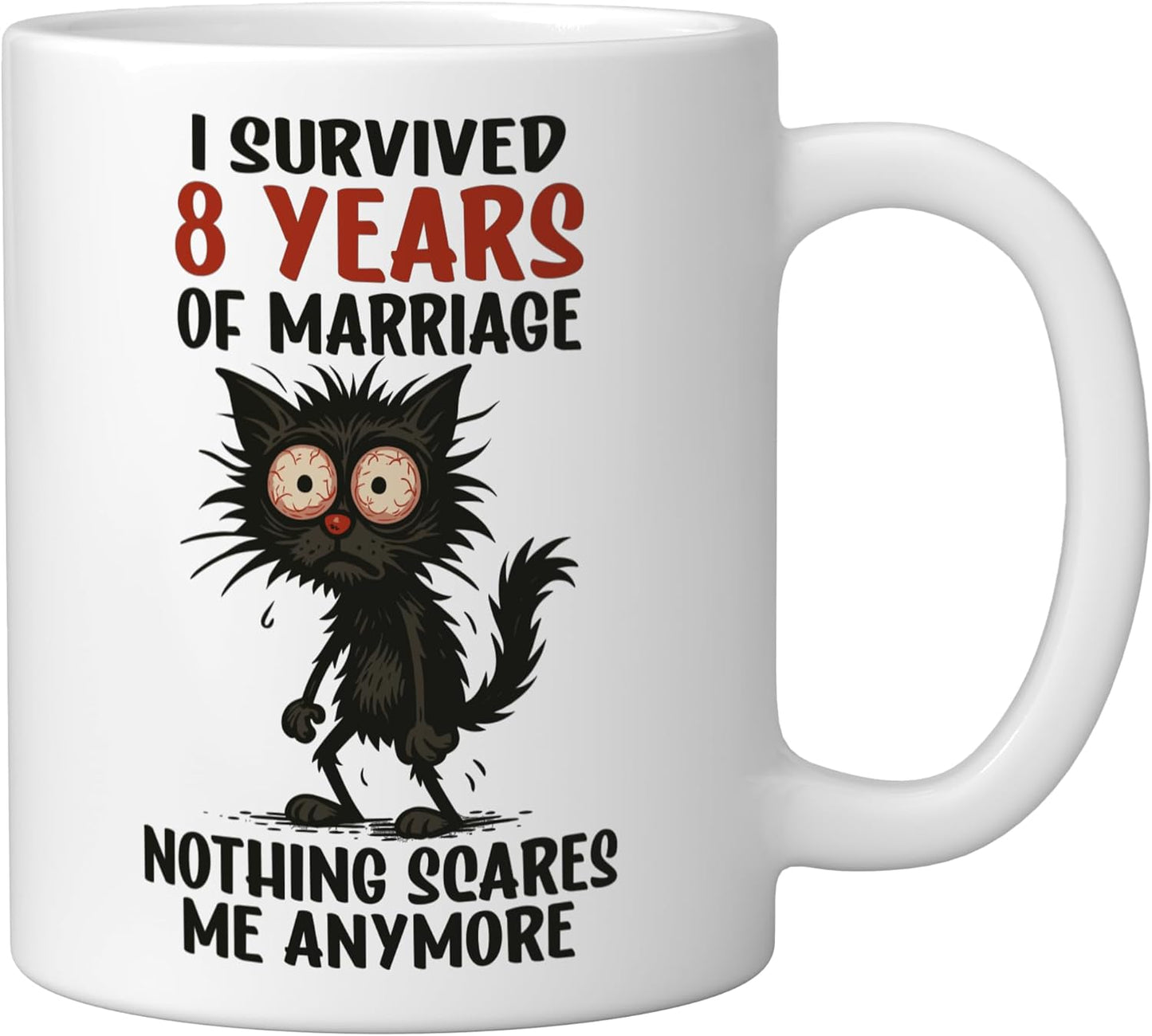 Taza cerámica para aniversario 8 años de matrimonio blanca