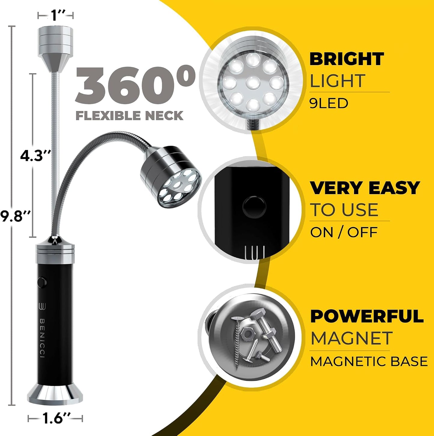 2 Luces LED flexibles para parrilla con base magnética 360