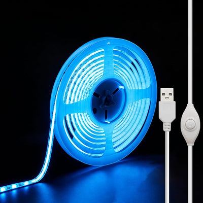 Tira LED USB 5V COB azul hielo flexible para cocina y TV