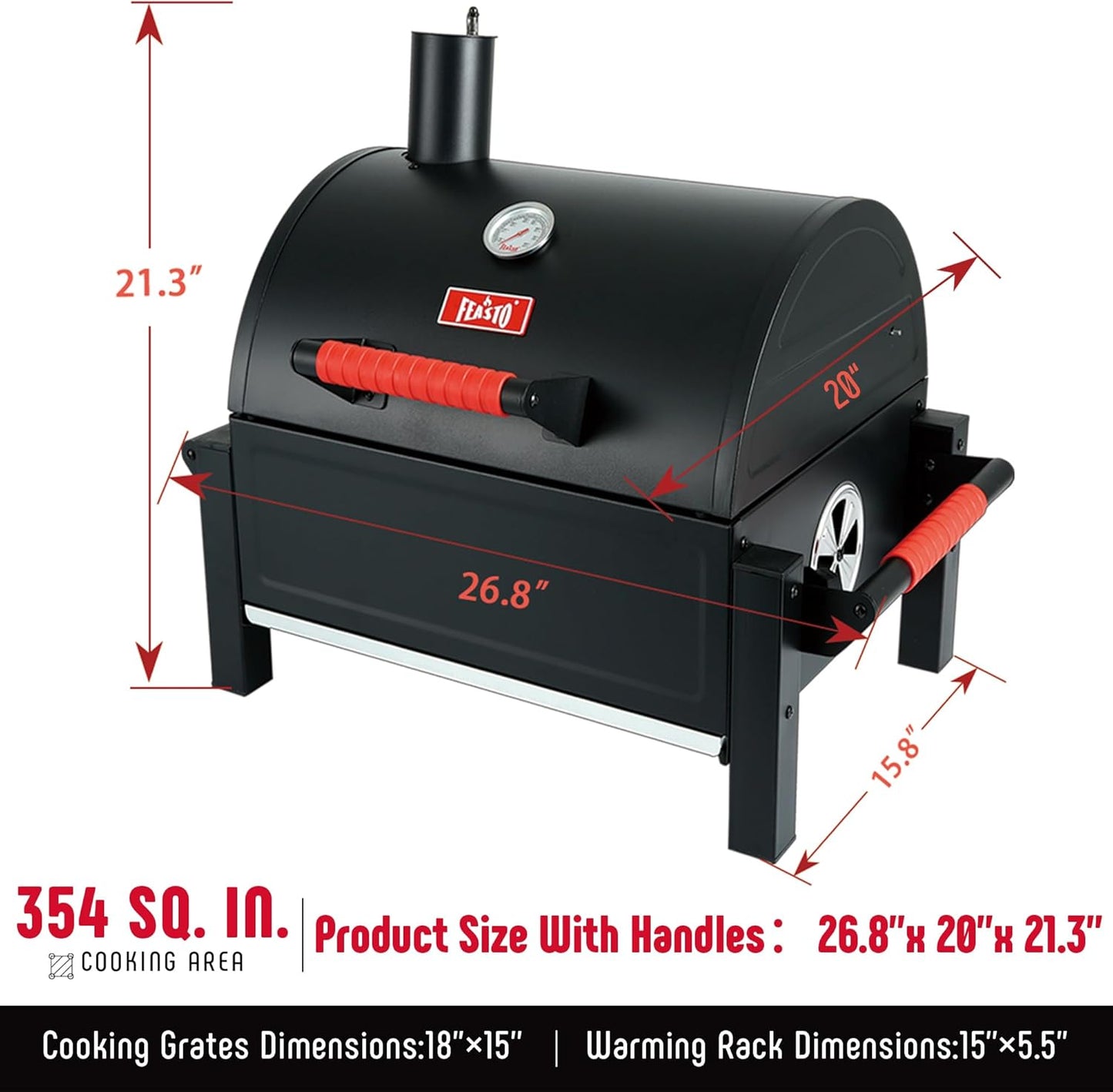 Parrilla carbón hierro fundido 354pulg2 para acampar negro