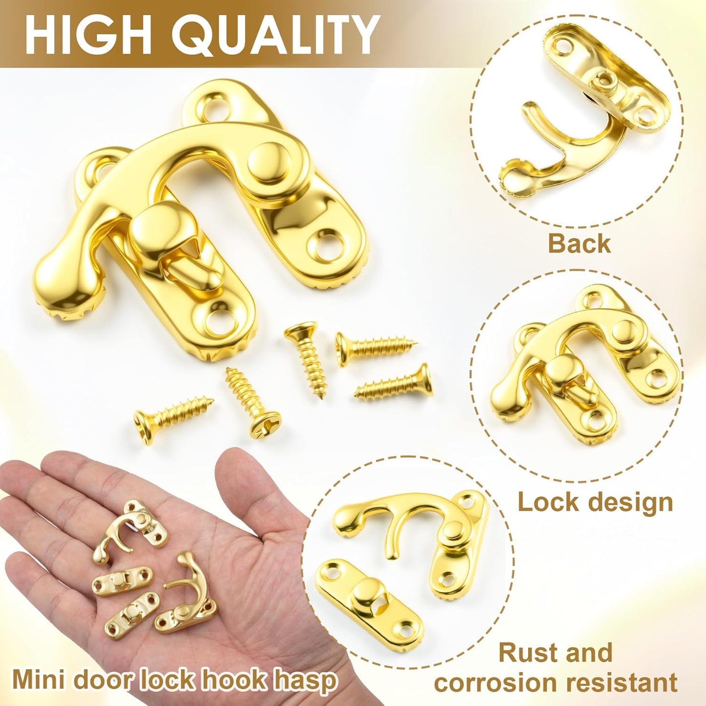 4 Cierres Gancho Antiguo Mini Brazo Oscilante Dorado