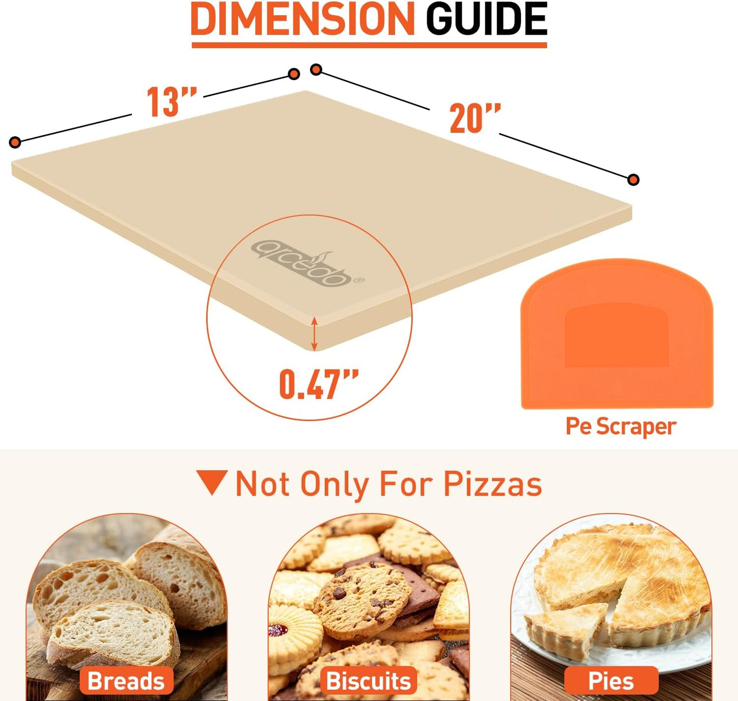 Piedra pizza parrilla 20x13.5pulg rectangular térmica resistente