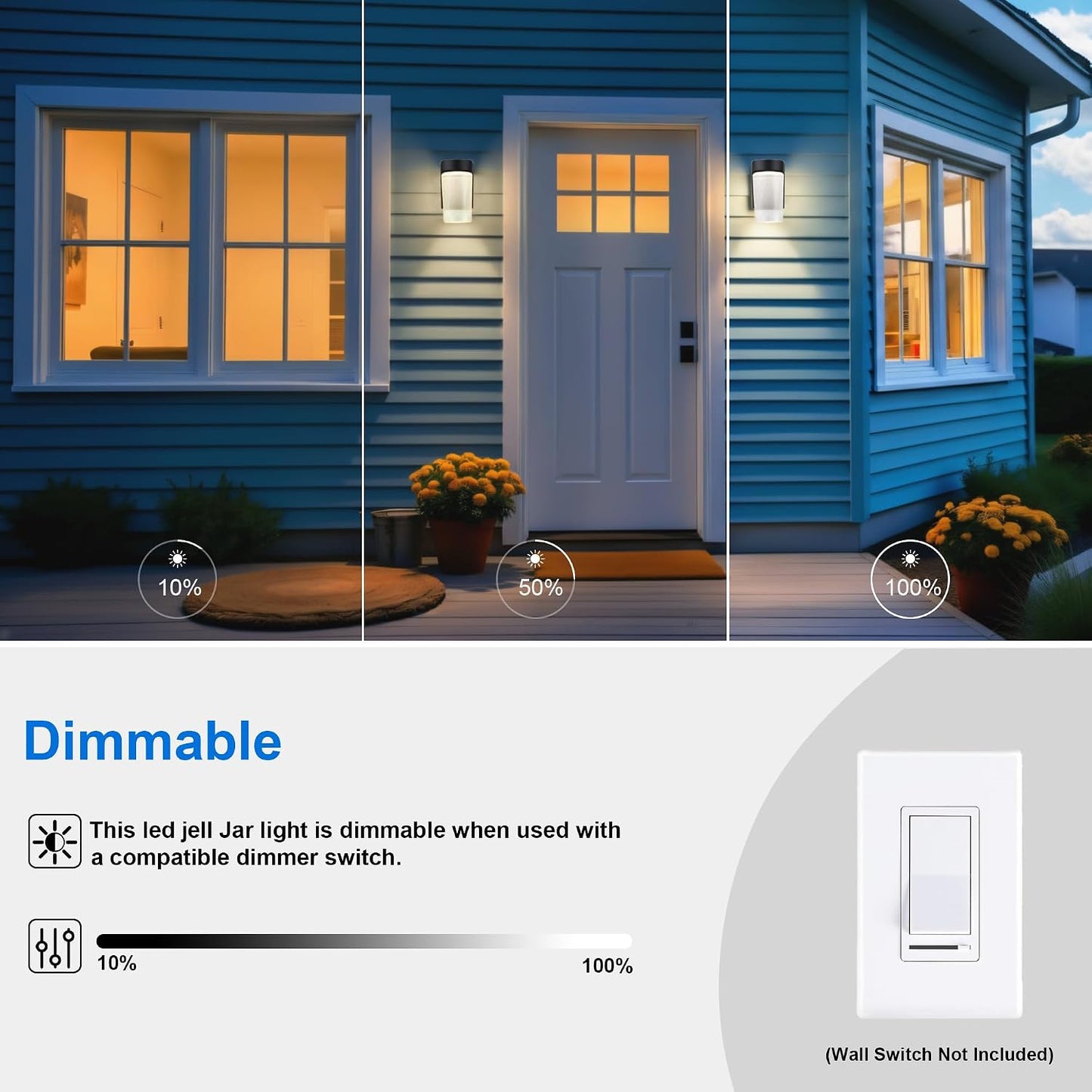 Farol LED pared exterior aluminio negro 3CCT 11W 800lm
