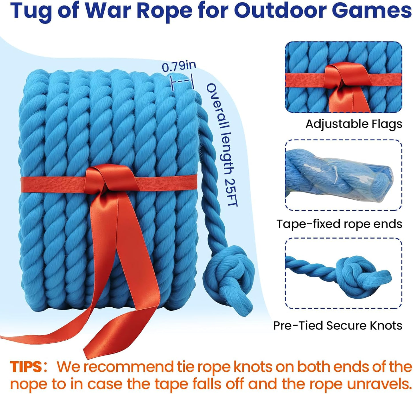 Cuerda algodón trenzado 25ft para juegos verano