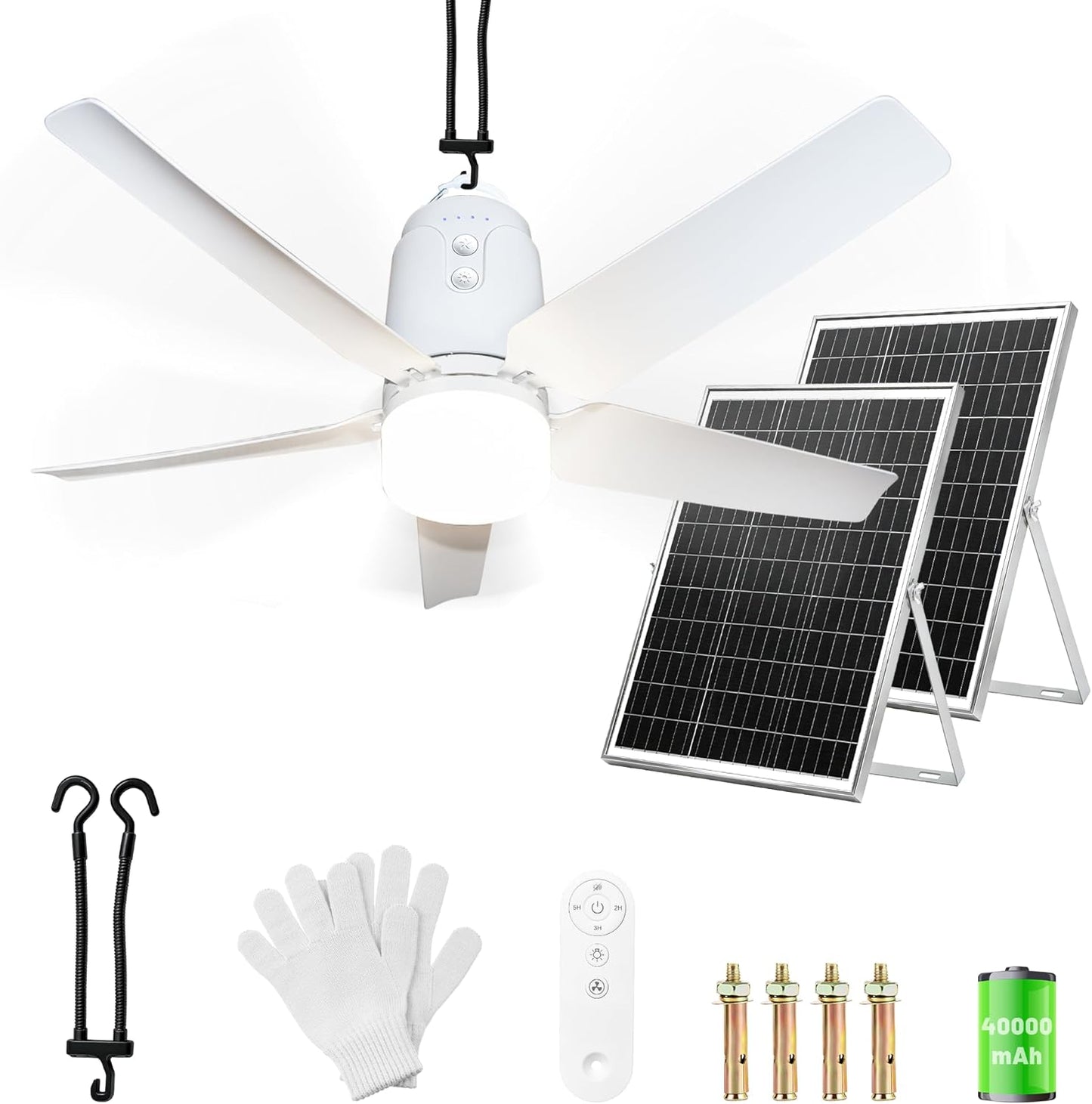 Ventilador techo solar 31.5pulg LED 3000-6000K control remoto