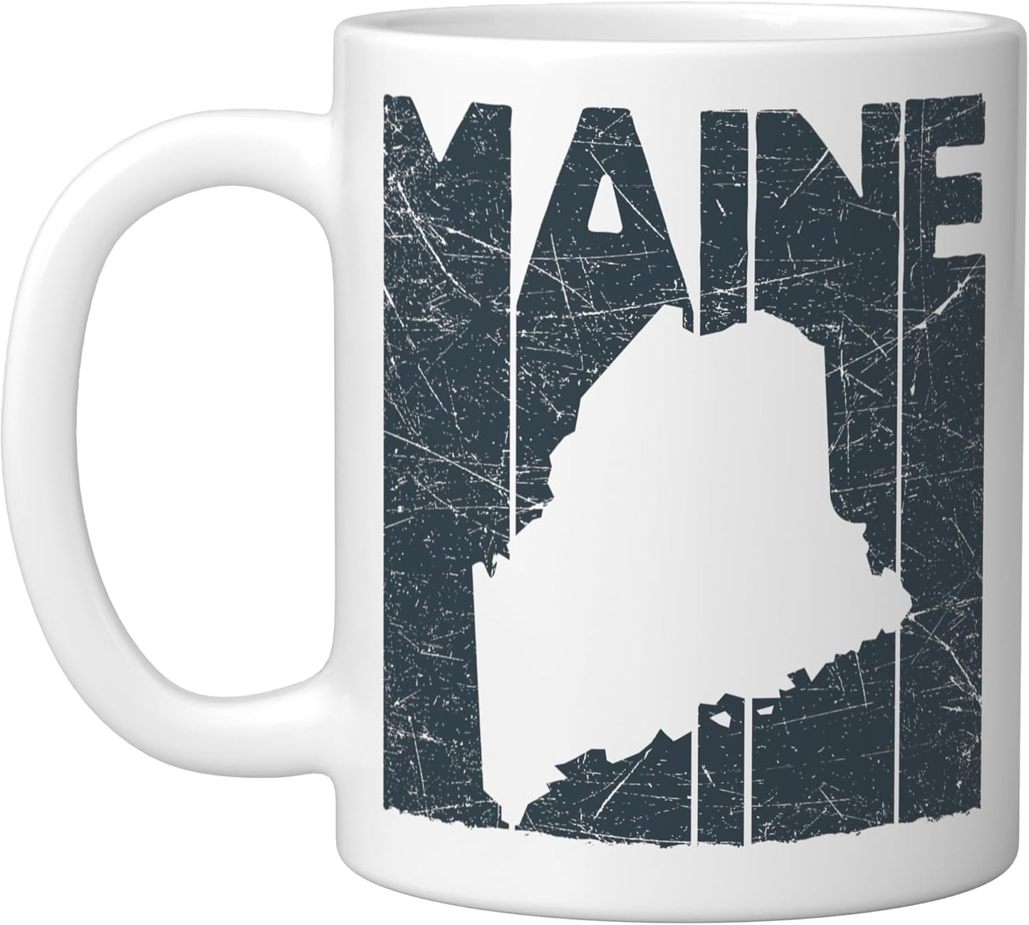 Taza Cerámica Maine Vintage Mapa Blanco