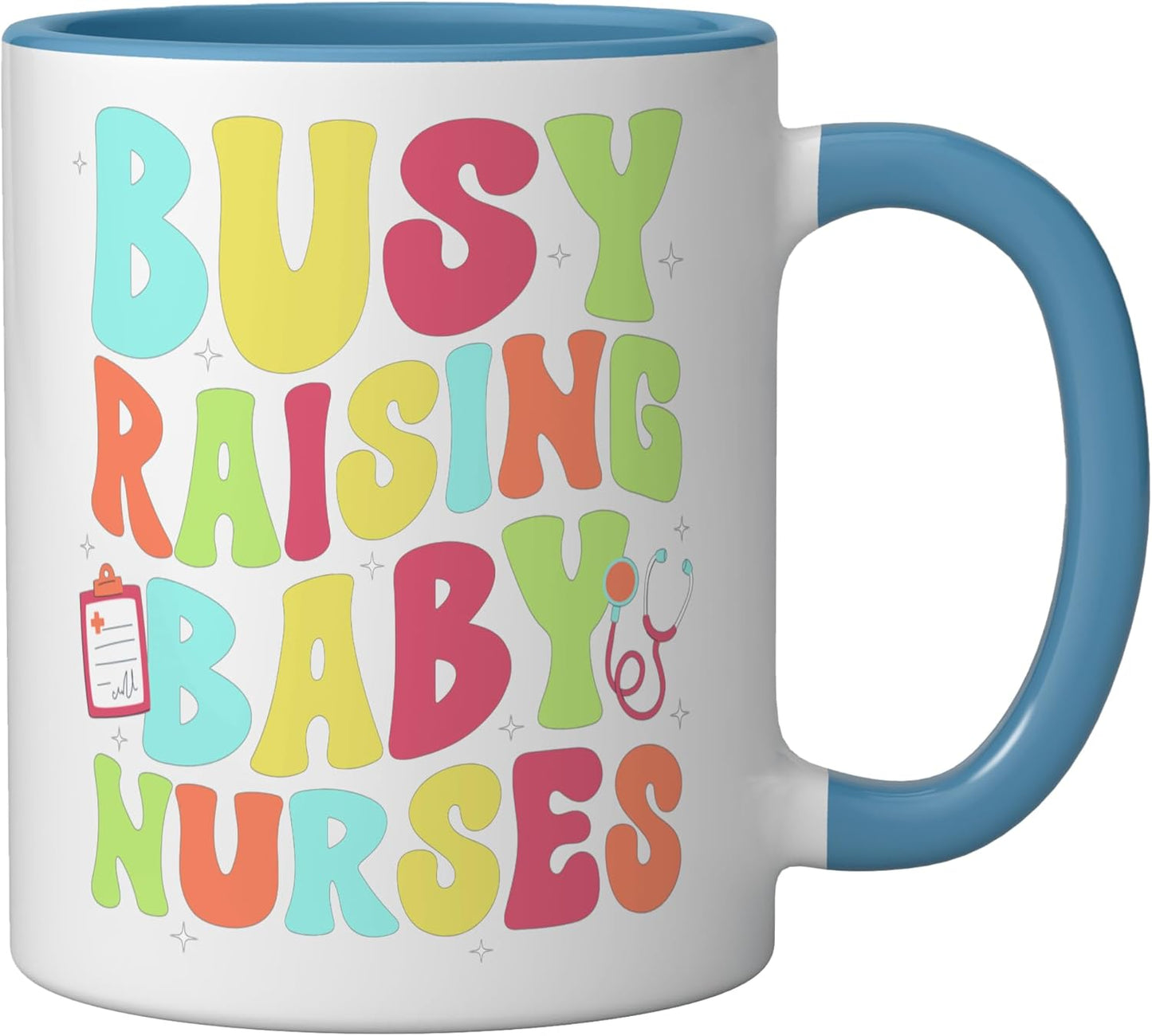 Taza Cerámica para Enfermeras de Bebés Azul/Blanco
