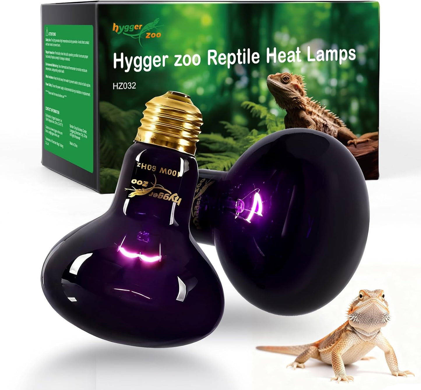 Lámpara calor reptiles 100W UVA dragón barbudo