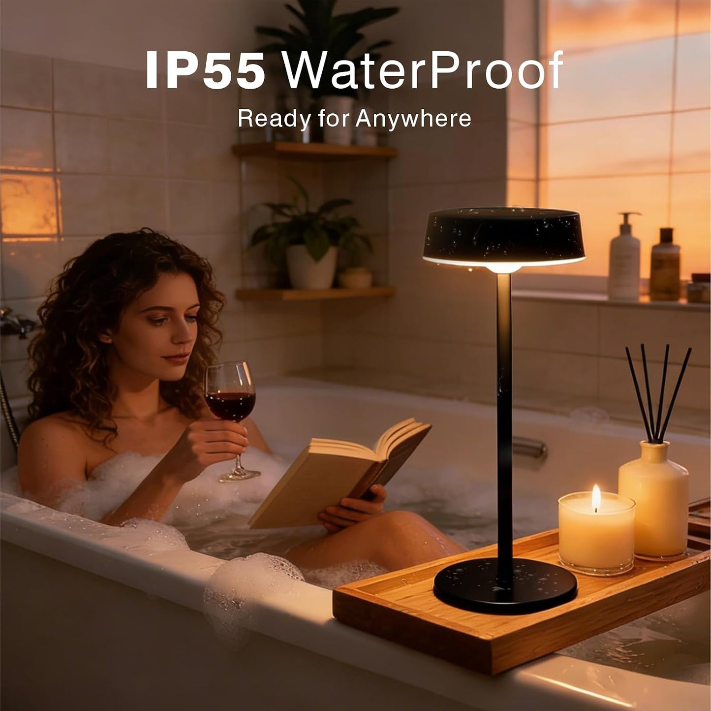 Lámpara mesa solar LED impermeable 3 colores recargable exterior