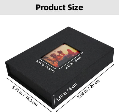 Caja fotos lino 5x7pulg con ventana transparente