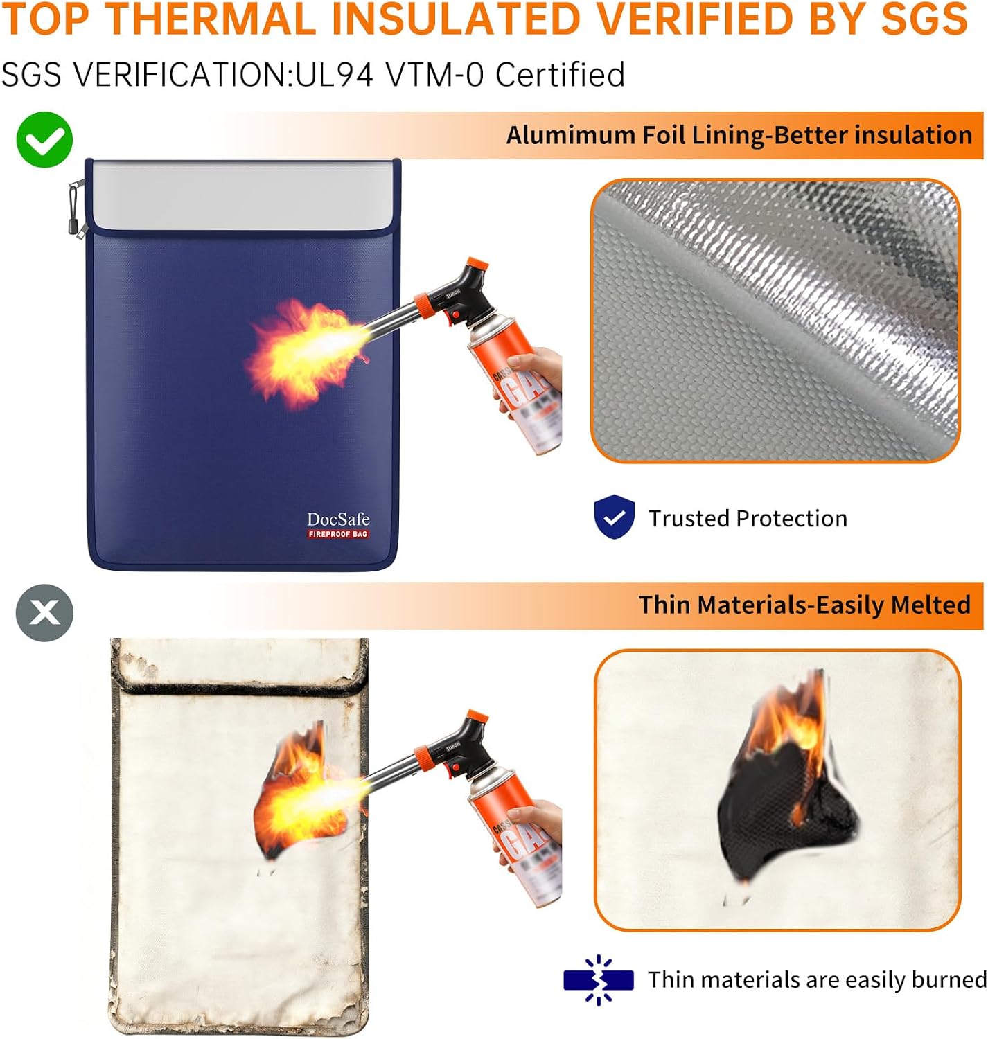 Bolsa documentos ignífuga 8 capas aislante