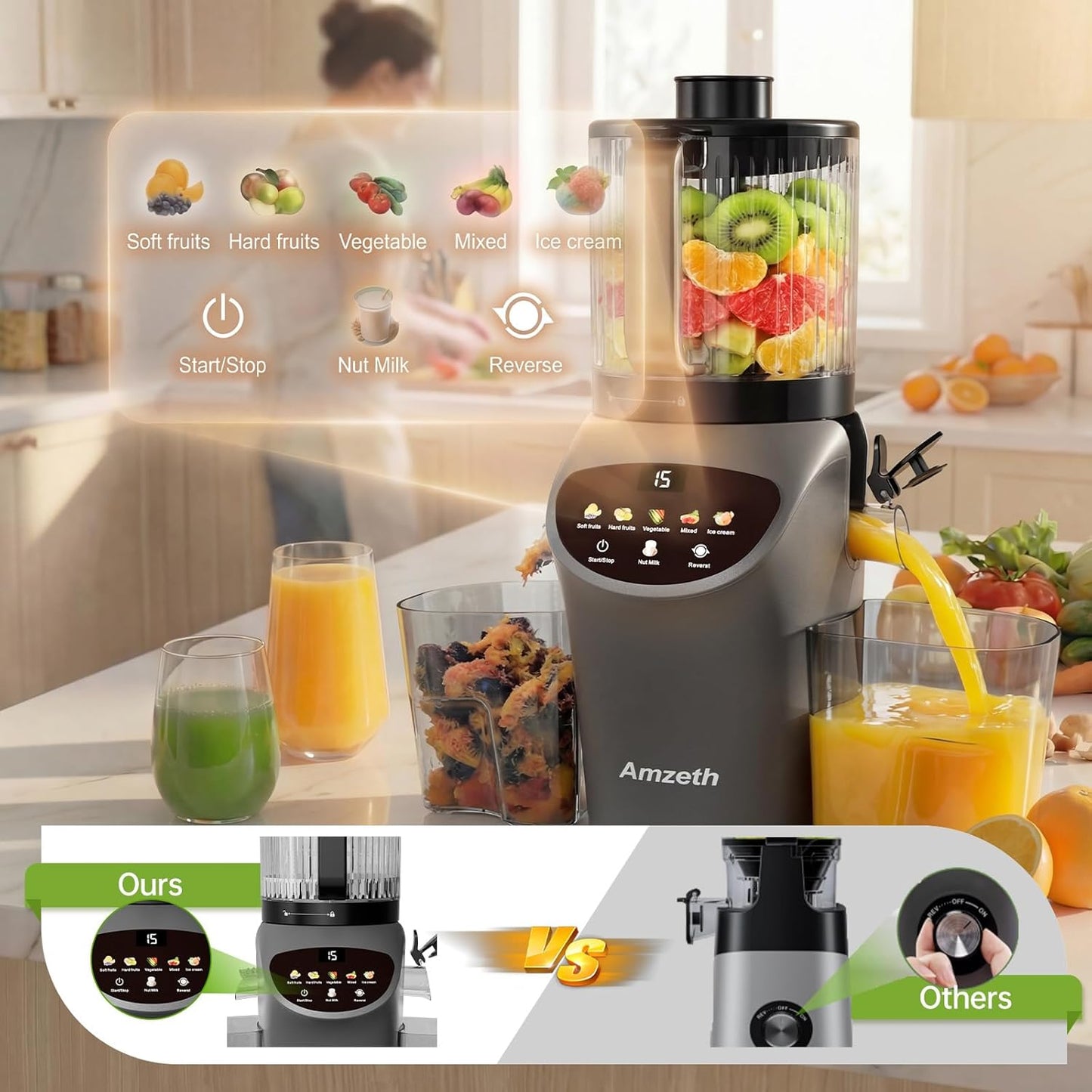 Extractor Jugos 4en1 con Boca Grande 120oz
