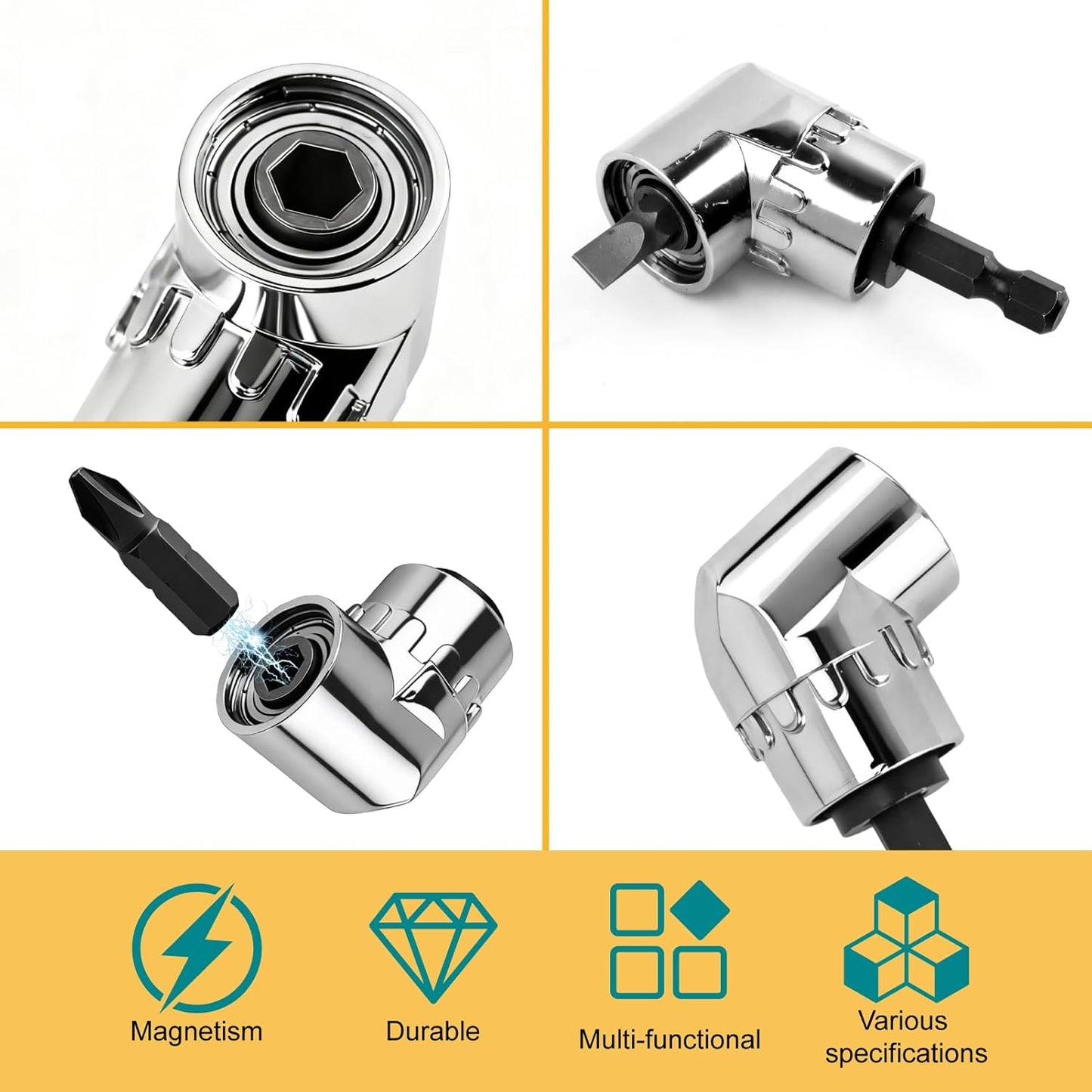 Adaptador taladro 105 grados con enchufe magneto y puntas flexibles