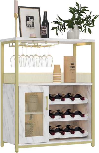 Armario bar vinos 3 niveles luces estante ajustable