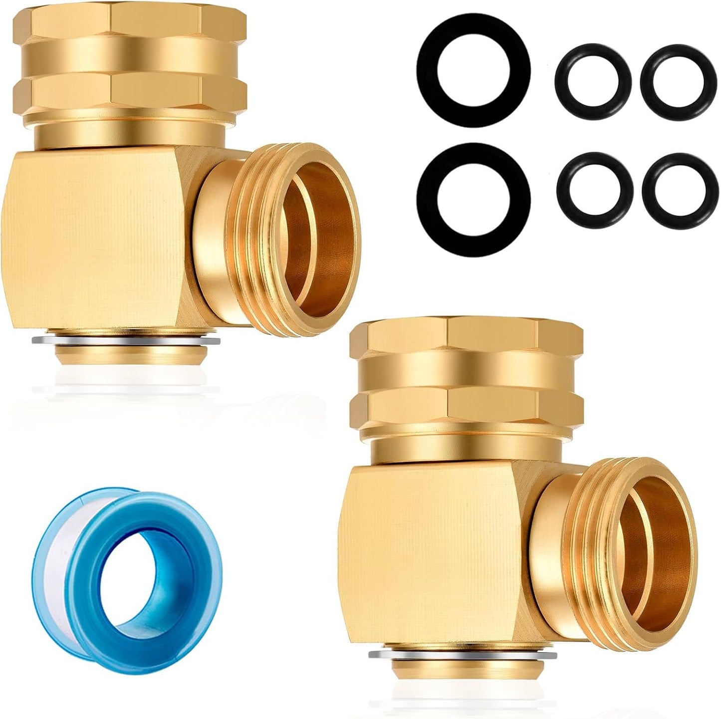 Conector codo giratorio manguera jardín latón 90° pack 2