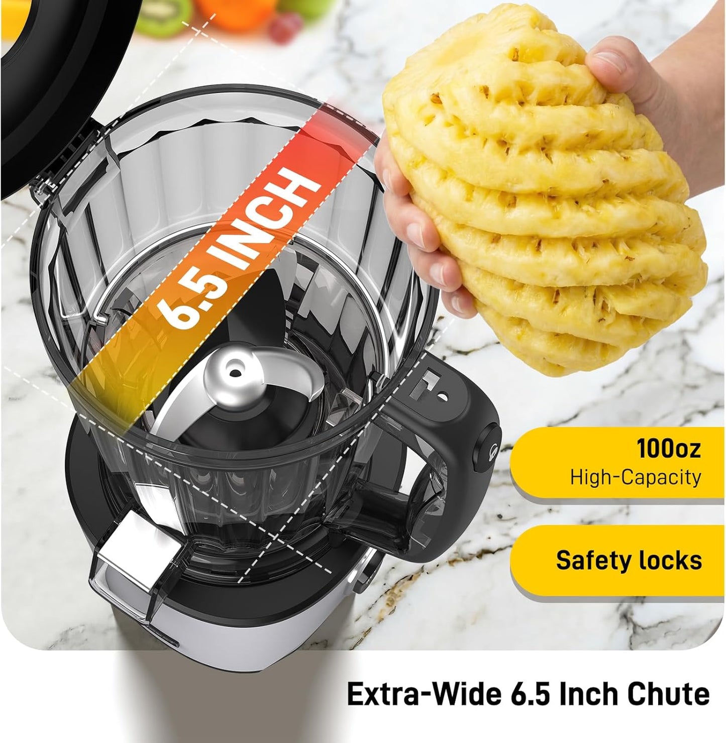 Exprimidor frío canal 6.5pulg 2.95L para frutas y verduras