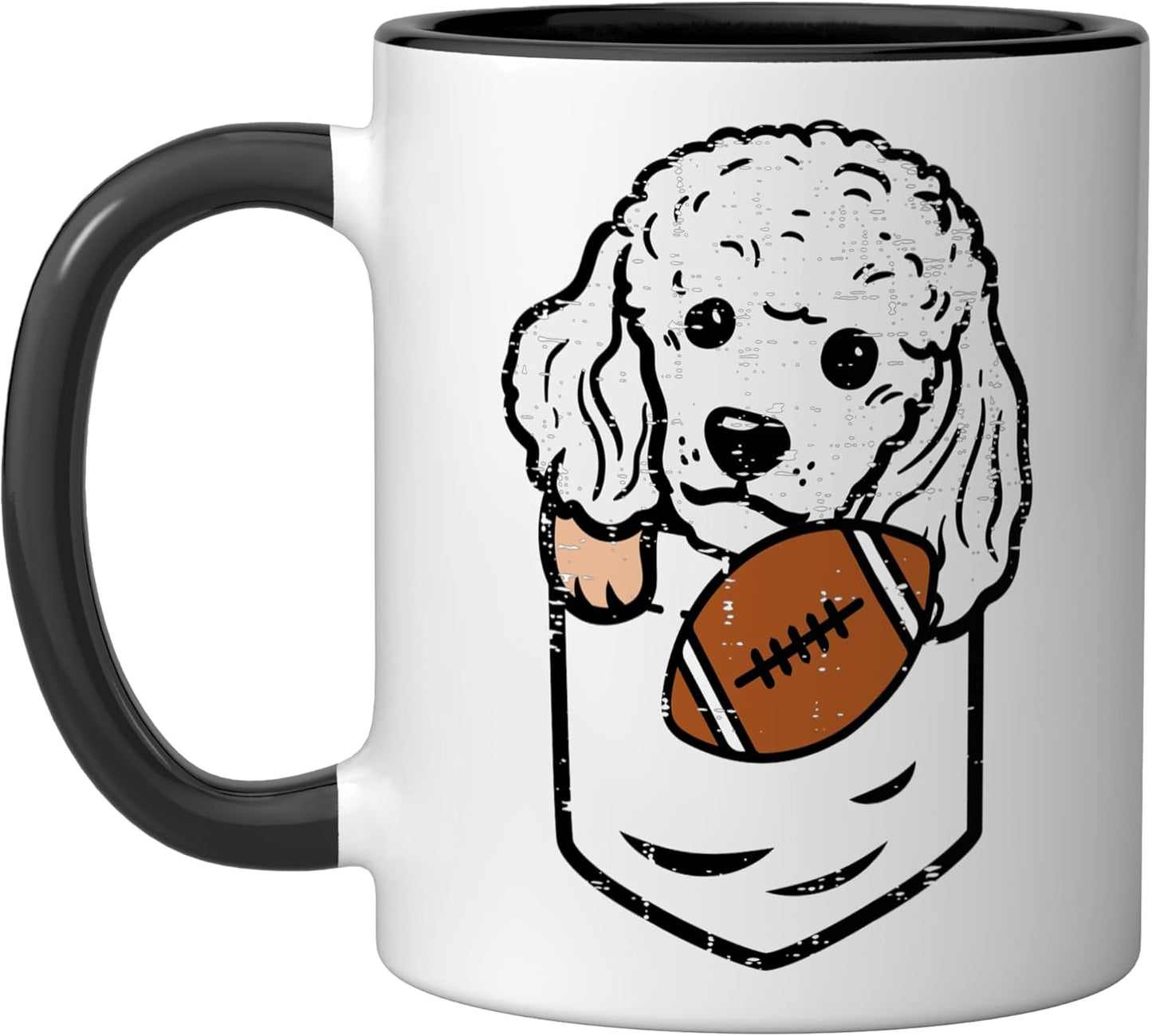 Taza Cerámica Perro Poodle Deporte Negro/Blanco