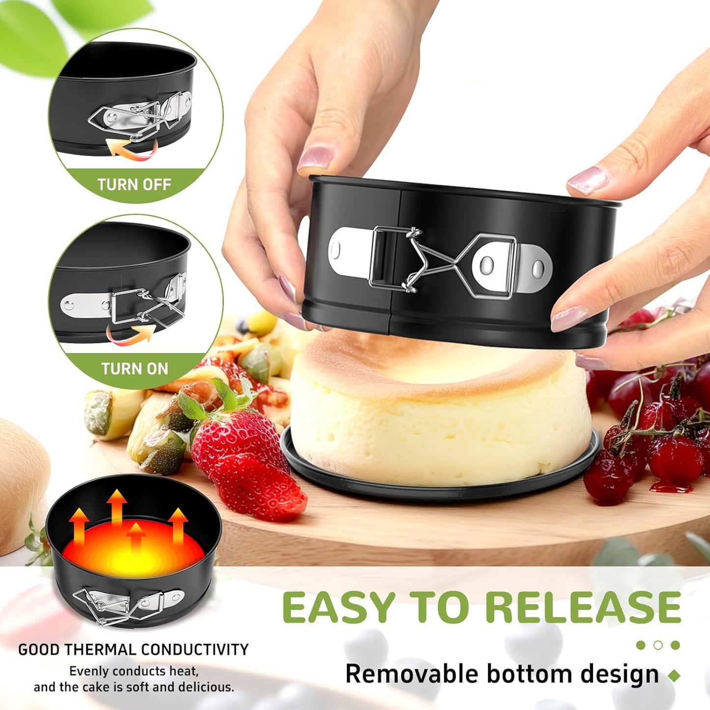 Paquete de 4 mini moldes antiadherentes para tartas de queso de 4 pulgadas