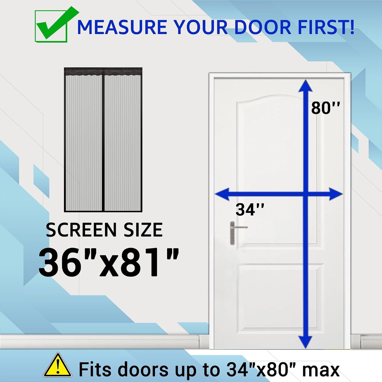 Puerta mosquitera magnética malla resistente 36x81pulg
