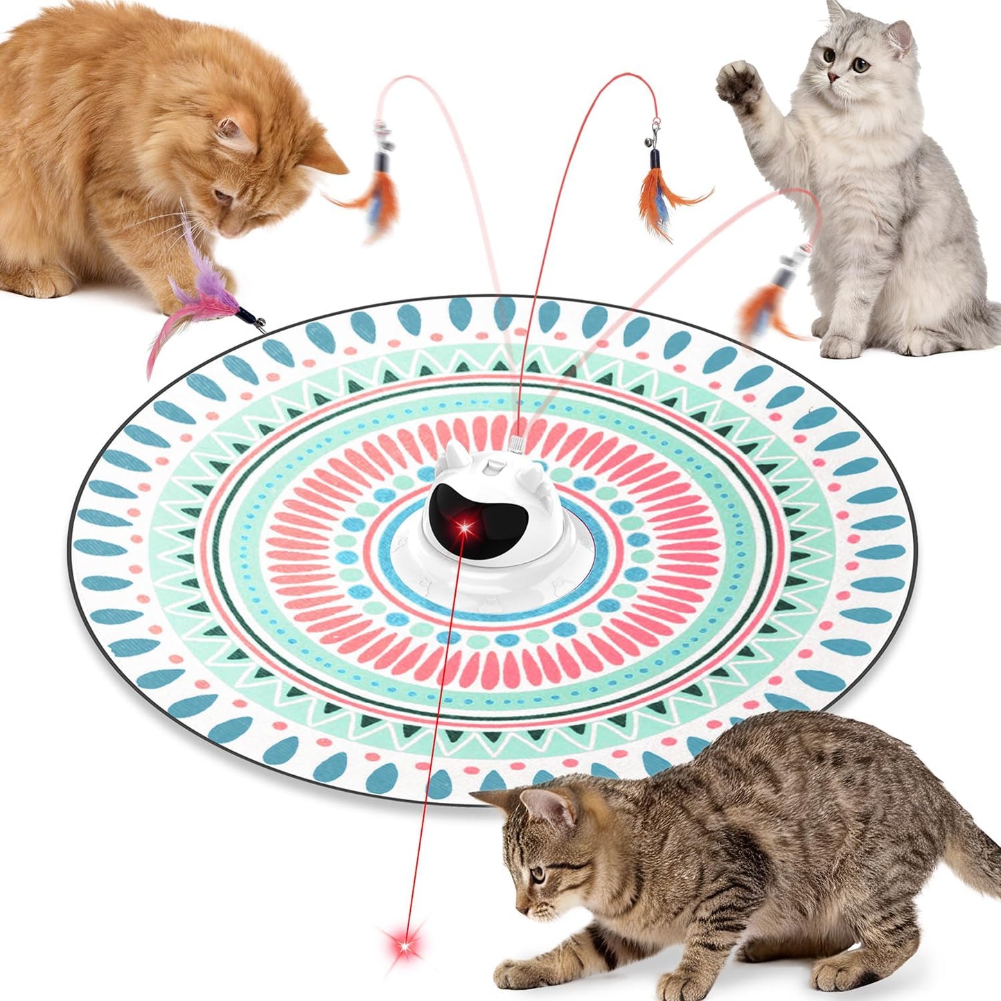 Juguete 3en1 para gatos con láser y pluma