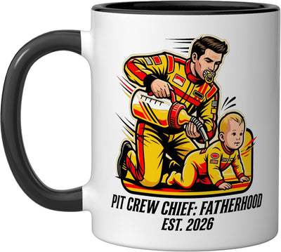 Taza cerámica para papá Pit Crew Chief 2026 negro/blanco