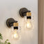 2 Pzas Apliques Baño Luces Tocador Vidrio Marrón Dorado