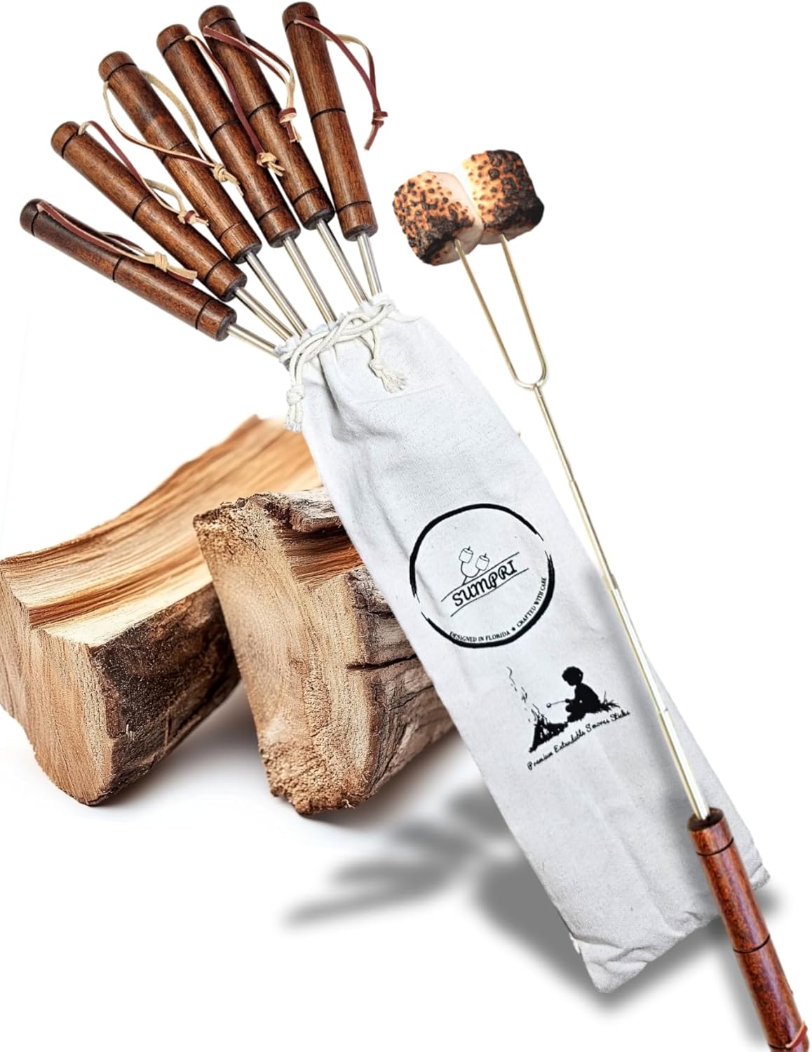 Juego 7 Palitos Smores para Asar Malvavisco Fogata