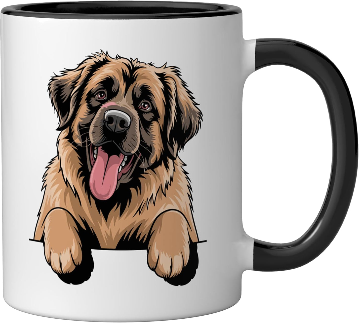 Taza cerámica Leonberger cartoon estilo artístico negro/blanco