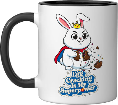 Taza Cerámica Diseño Pascua Conejo Negro/Blanco
