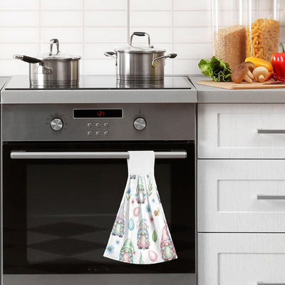 Juego de 2 toallas colgantes de cocina con gnomos y flores silvestres