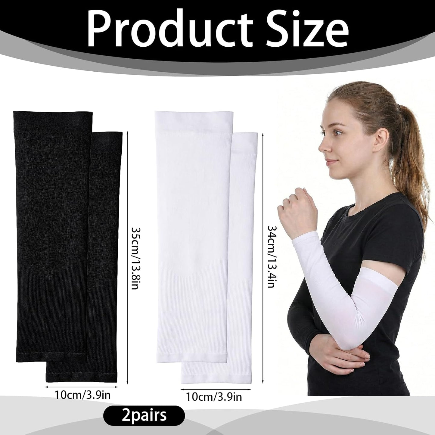 Mangas UV para deporte negro y blanco