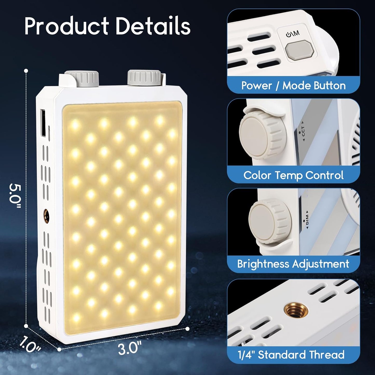Panel luz video 40W bicolor 2500-9000K CRI 95 bolsillo difusor