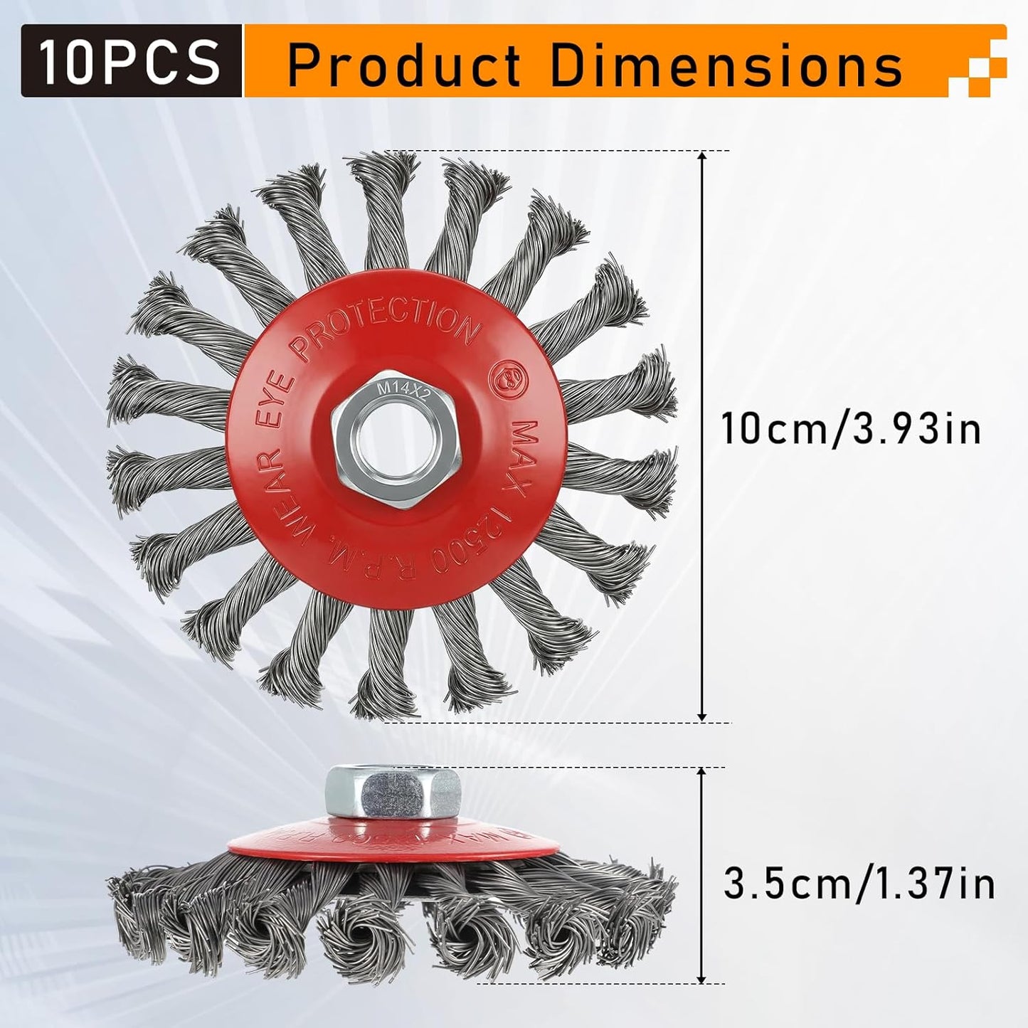 10 Ruedas Alambre Acero Carbono 4pulg Eje 5/8 Amoladora
